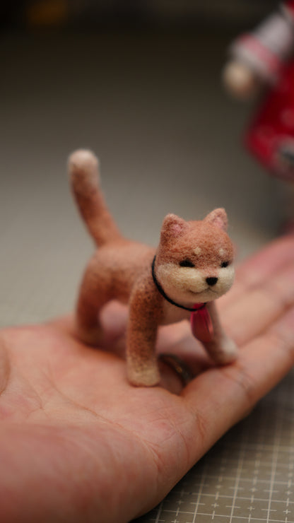 Handmade Wool Felt Art Doll | "Ruby Girl" (21cm) with Miniature Pet Dog & Keepsake Set (OOAK)